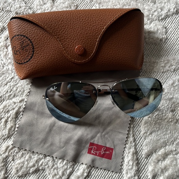 RAYBAN 3449 in silver and blue reflective aviators - Picture 10 of 11